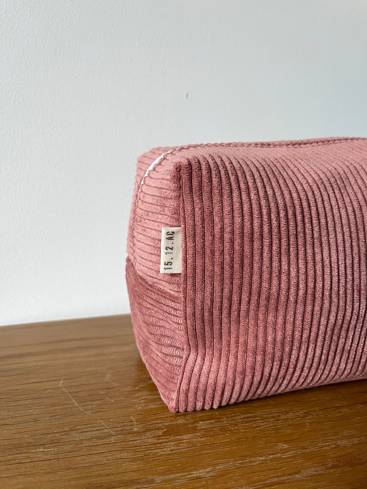 Trousse de toilette velour côtelé Vieux rose