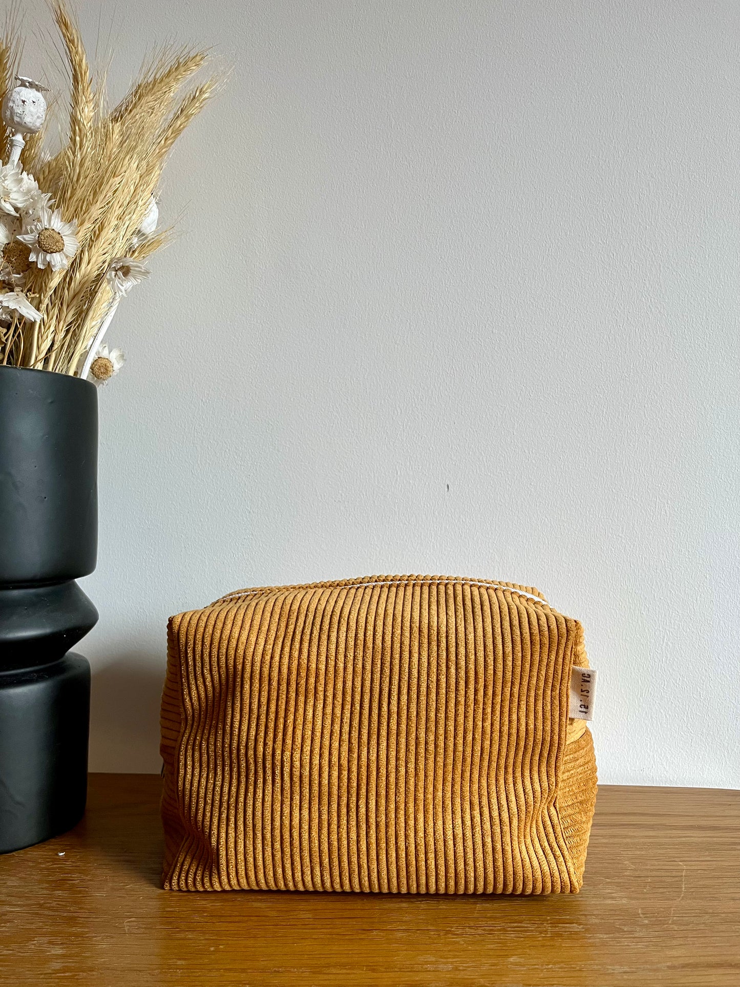 Trousse de toilette velour côtelé Ocre