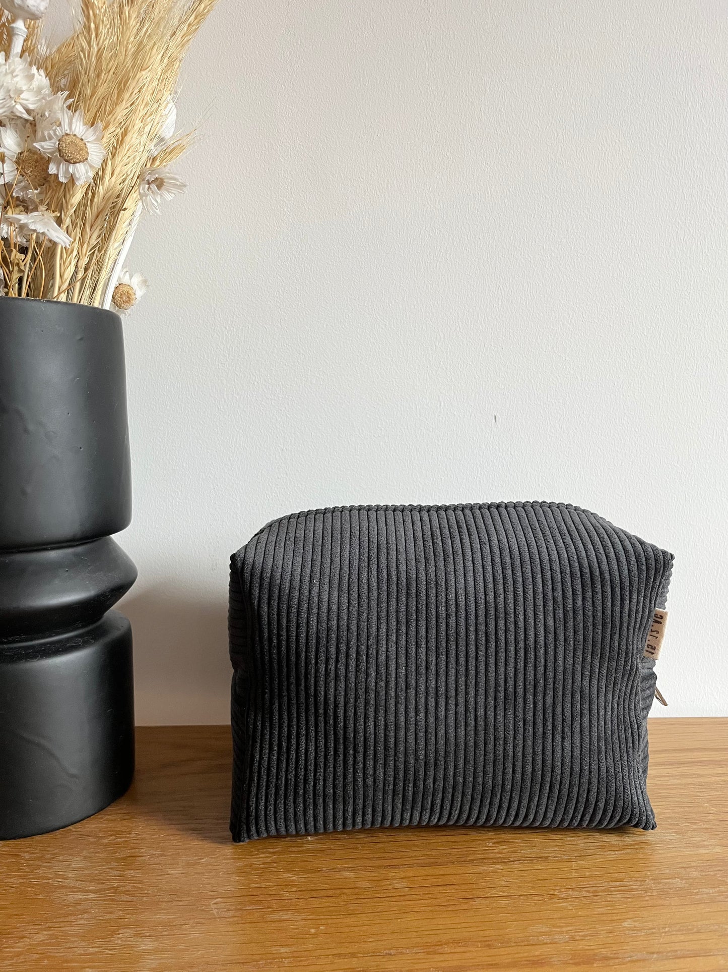 Trousse de toilette velour côtelé Gris anthracite