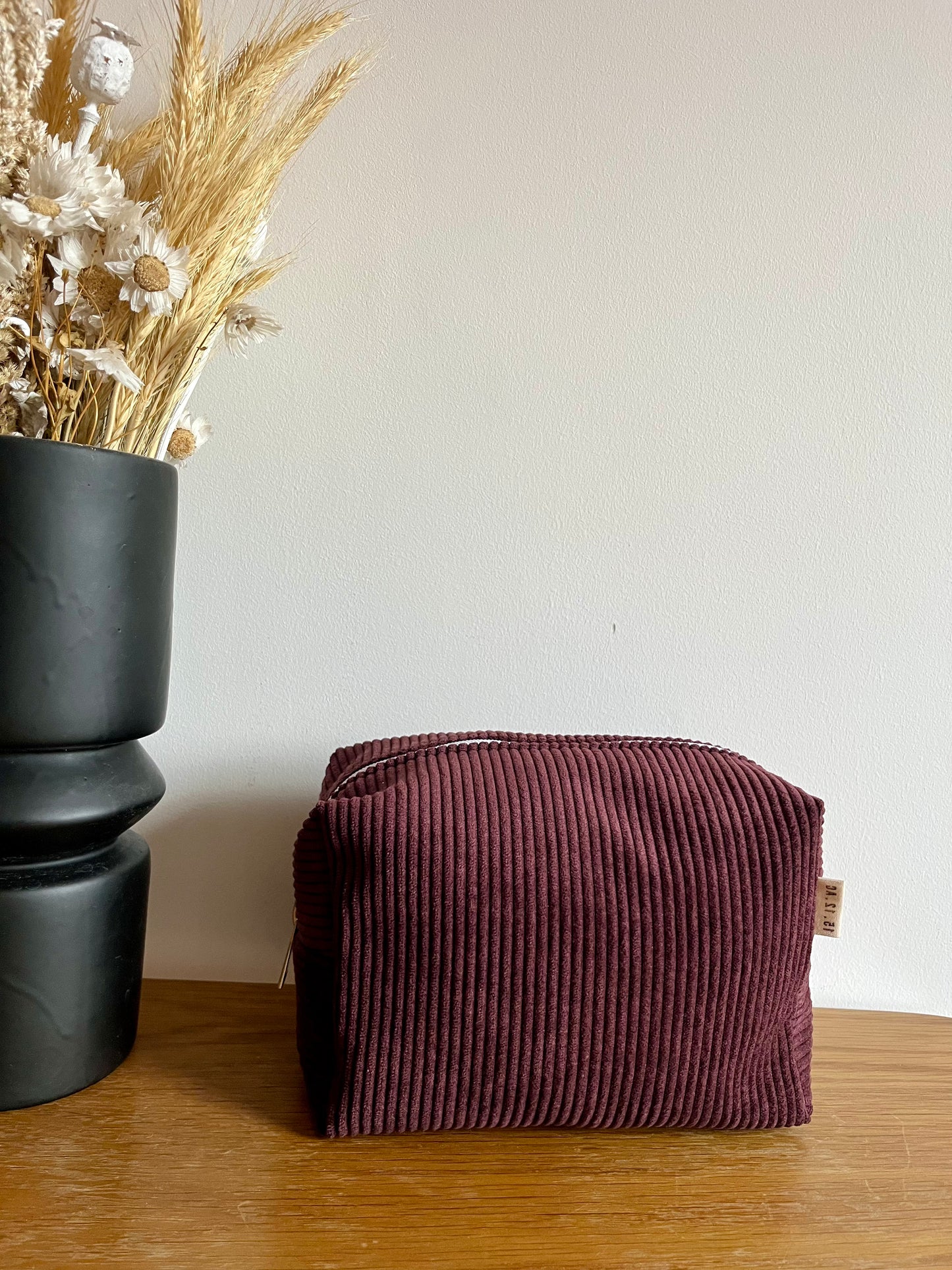 Trousse de toilette velour côtelé Bordeaux