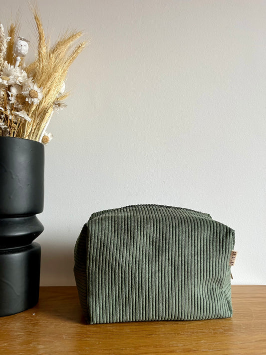 Trousse de toilette velour côtelé Kaki