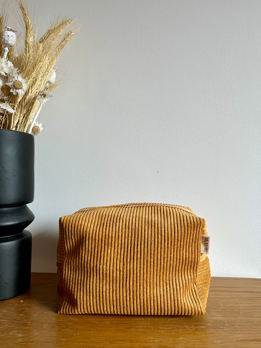 Trousse de toilette velour côtelé Ocre