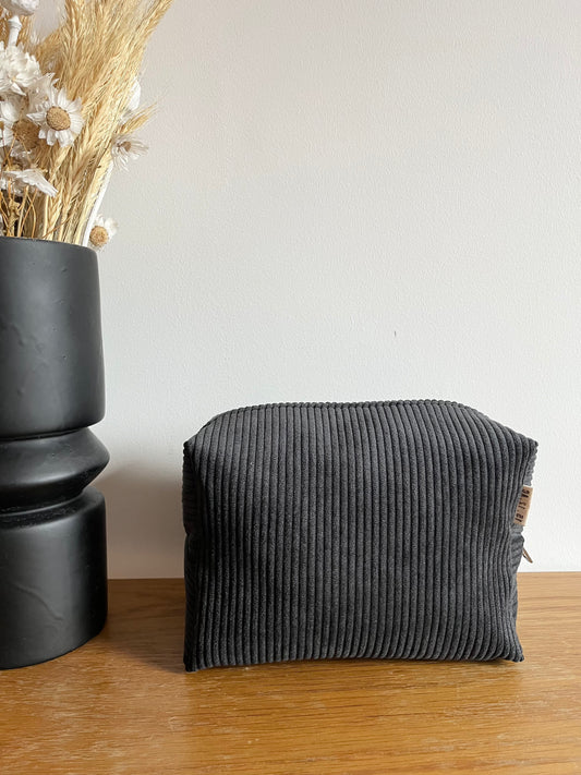 Trousse de toilette velour côtelé Gris anthracite