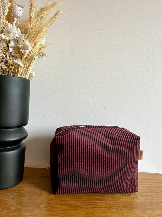Trousse de toilette velour côtelé Bordeaux